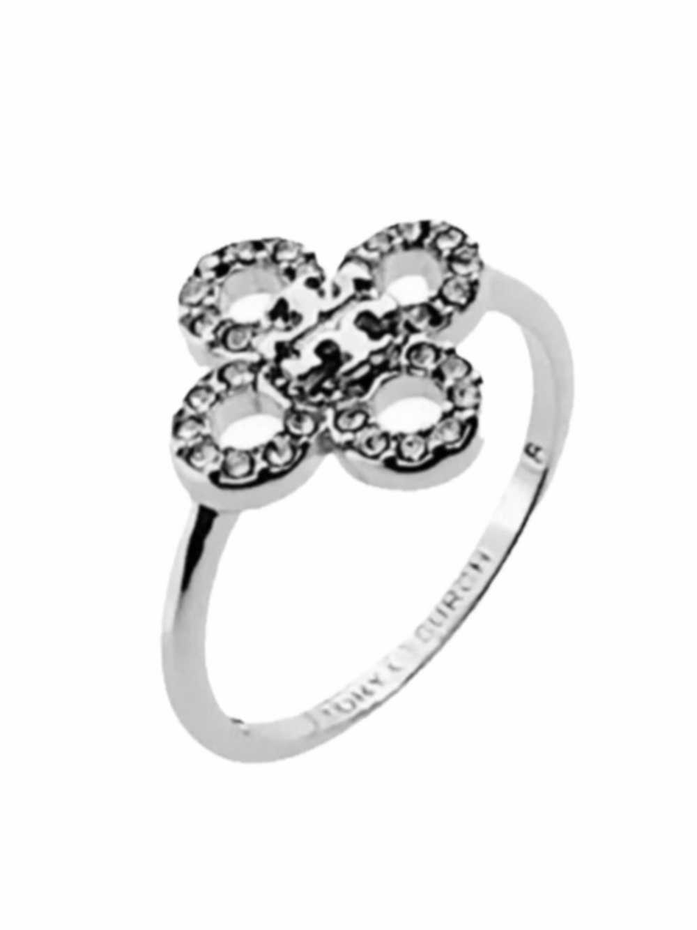 NWOT Tory Burch Silver Miller T Four Clover Ring